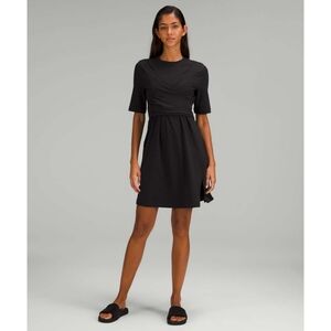LULULEMON Cotton Wrap-Front Shirt Dress Black Size 4